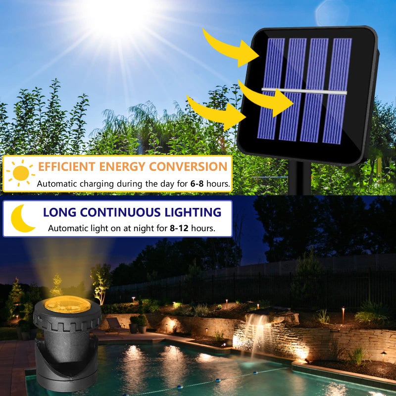 AVEKI Solar LED Landscape Spotlight,Waterproof 6 LEDs Pond Light Underwater Light Adjustable Lighting Angle,Security Lighting Dark Sensing Auto On/Off for Outdoor Garden Courtyard Lawn Fish Tank Pool - Image 2